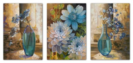 Stor korssting pakke - Romantiske blomster 135x70cm - 3 i 1 - Påtegnet