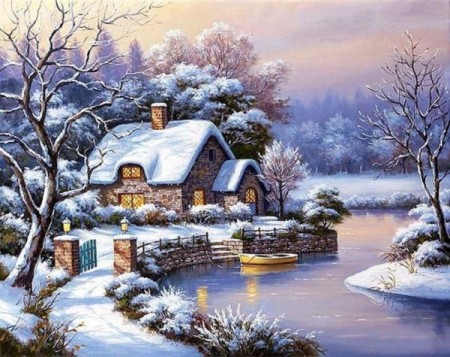 Korssting pakke - Vinter landskap 40x50cm