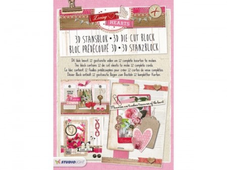 Studiolight 3D Die Cut Block - Loving Harts