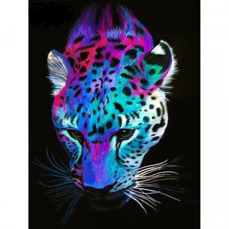 Diamond painting - Colorful Leopard 40x50 cm