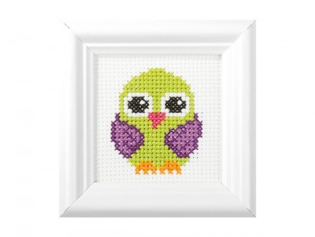 Broderisett med ramme - Ugle 9x9cm