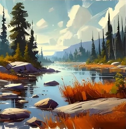 Paint by numbers - Naturskjønn høstdag 30x30cm