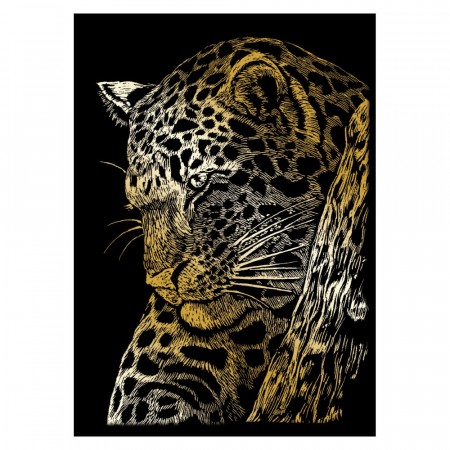 Skrapebilde (MINI) - Leopard i tre