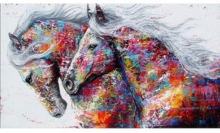Diamond painting - Fargerike hester 60x30cm