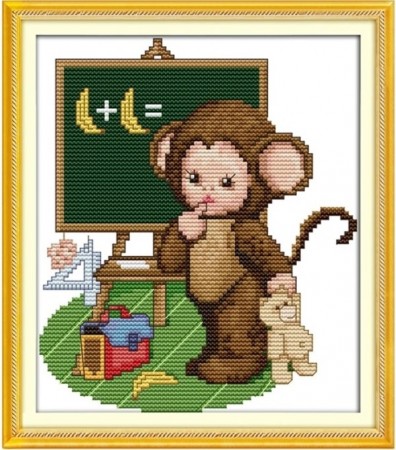 Korssting pakke - Liten ape lager matte 24x27cm (Påtegnet)