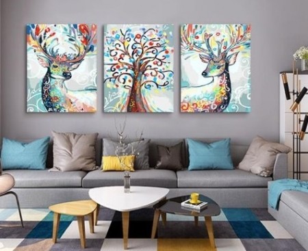 Paint by numbers - Maleri - Fantasy deers 3 stk à 40x50cm