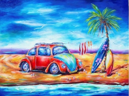 Diamond painting - VW on the Beach 40x50 cm