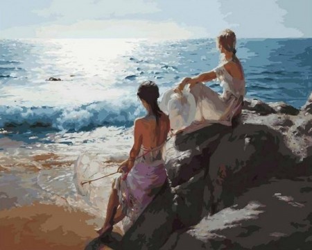 Paint by numbers - 2 kvinner på stranden 40x50cm
