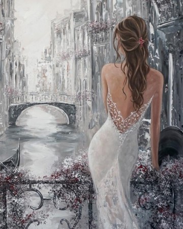 Paint By Numbers - Kvinne i Venice 40x50cm