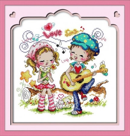 Korssting - Love Songs 38x38cm (Påtegnet)