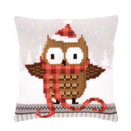 Korssting pute - Juleugle 40x40cm