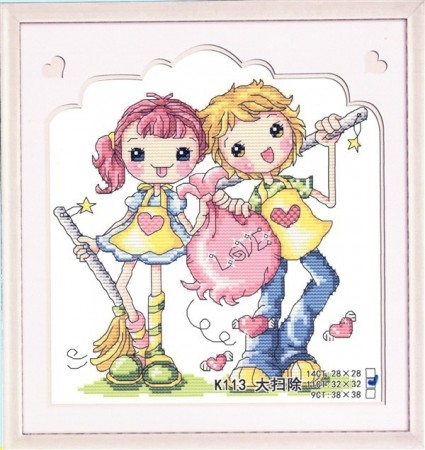 Korssting pakke - Love 32x32cm (Påtegnet)
