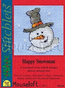 Mini korssting m/ kort & konvolutt - Happy Snowman