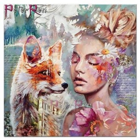 Paint By Numbers - Kvinne og rev 40x50cm (pt)
