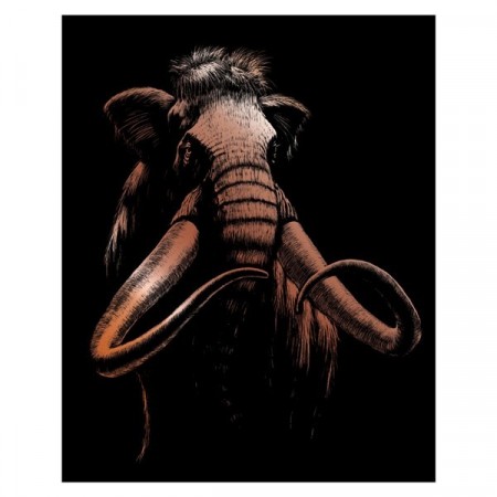 Skrapebilde - Mammut på kobberfolie