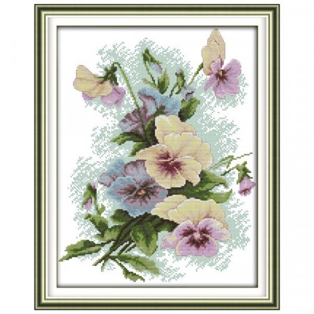 Korssting pakke - Stemorblomster 33x41cm (Påtegnet)