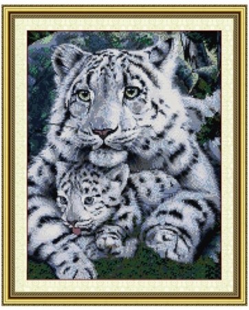 Korssting pakke - Hvit tiger 36x44cm