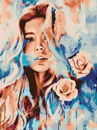Paint By Numbers - Kvinne og roser 40x50cm (pt)