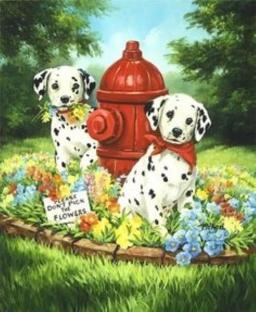 Diamond painting - Dalmatiner valper 40x50 cm
