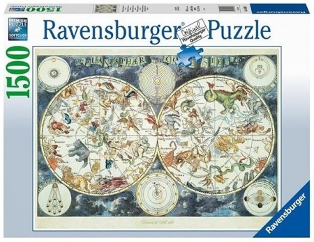 Ravensburger puslespill -  Verdenskart fantasidyr 1500