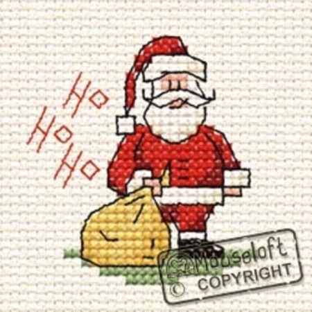 Mini korssting m/ kort & konvolutt - Ho Ho Ho Santa