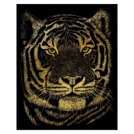 Skrapebilde - Bengal Tiger på gullfolie