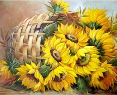 Paint By Numbers - Solsikker i kurv 40x50cm