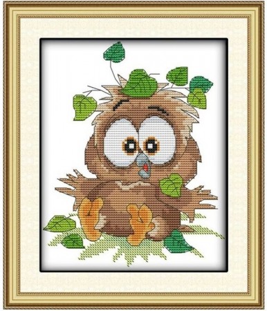 Korssting pakke - Baby ugle 19x25cm (Påtegnet)