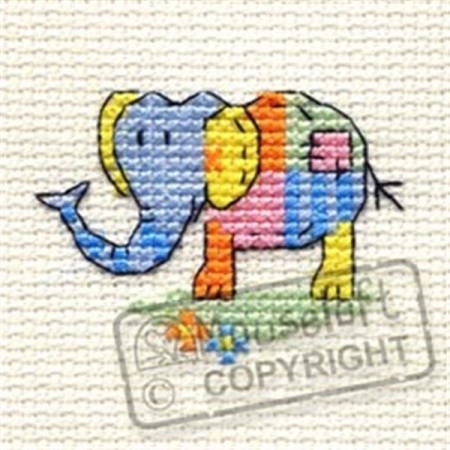 Mini korssting - patchwork Elephant