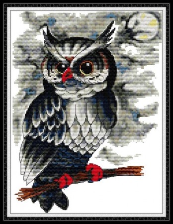Korssting pakke - Ugle 27x34cm (påtegnet)
