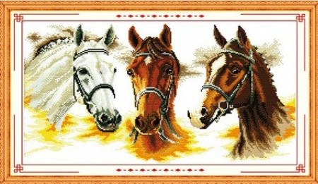 Broderipakke - 3 hester 55x32cm