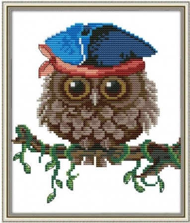 Korssting pakke - Owl (5)19x22cm (Påtegnet)