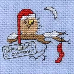 Mini korssting m/ kort & konvolutt - Christmas eve owl