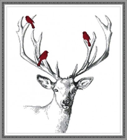 Korssting pakke - Deer (4) 43x47cm