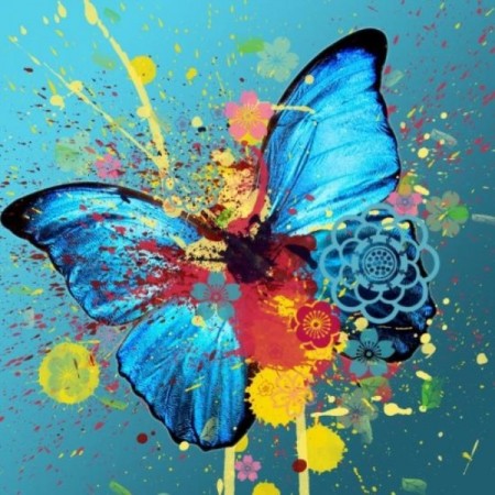 Diamond painting - Blå sommerfugl 40x40 cm