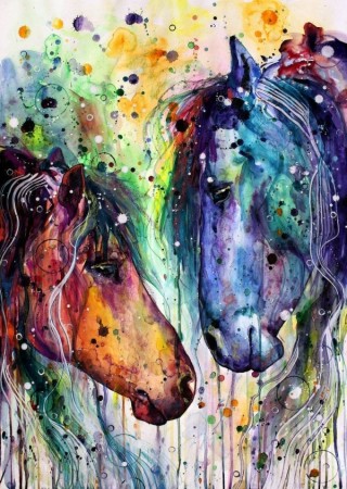 Paint by numbers - Watercolor horses 40x50cm