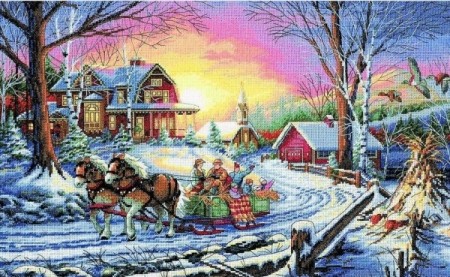 Korssting pakke - Winter travel 60x41cm