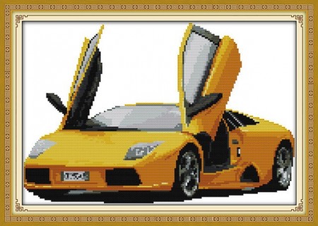 Korssting pakke - Lamborghini 38x28cm