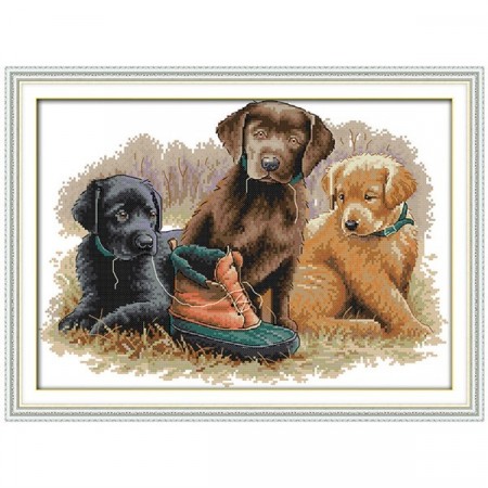 Korsstingpakke - 3 hunder 44x34cm