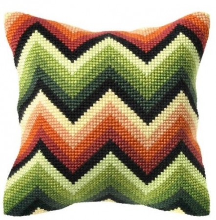 Korssting pute - Waves 40x40cm
