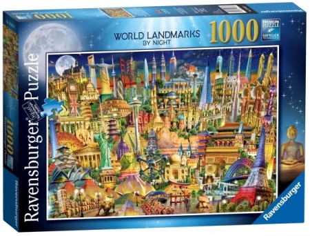 Ravensburger puslespill - World landmarks by night 1000