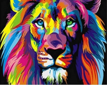 Paint by numbers - Rainbow lion 40x50cm