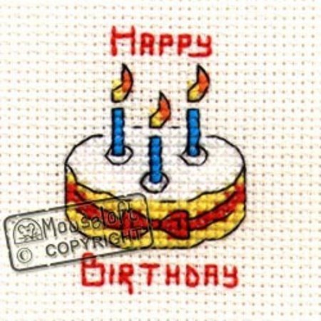 Mini korssting m/ kort & konvolutt - Birthday cake