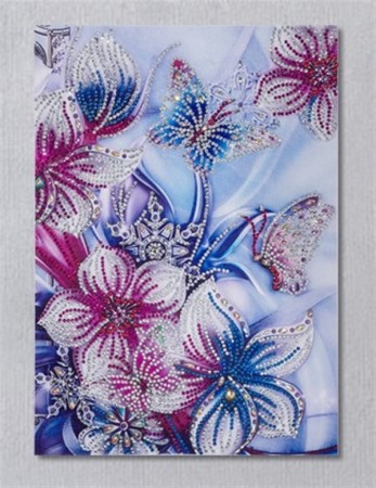 Diamond Painting - Blomster og sommerfugl 30x40cm