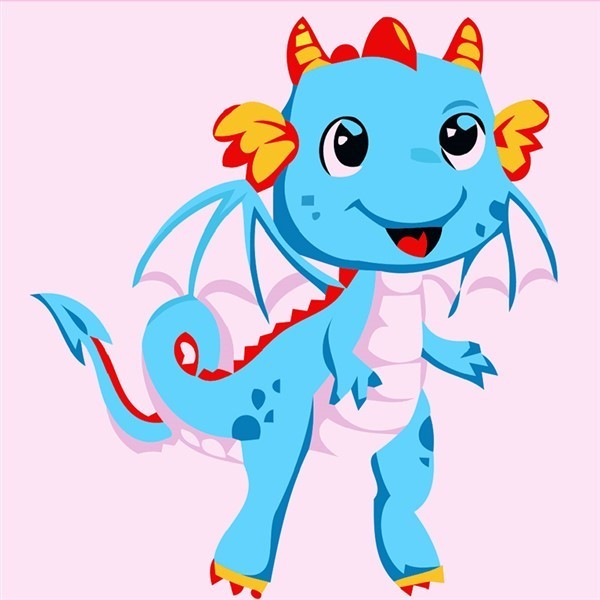 Paint By Numbers Funny Animals Drage 20x20cm BRAOGBILLIG.NO