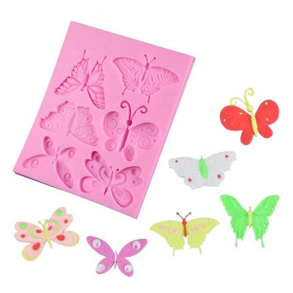 silikonform - 6 sommerfugler