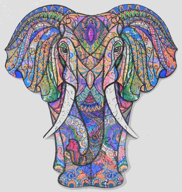 Figur puslespill i tre - Elefant 2