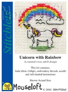 Mini korssting - Unicorn with Rainbow