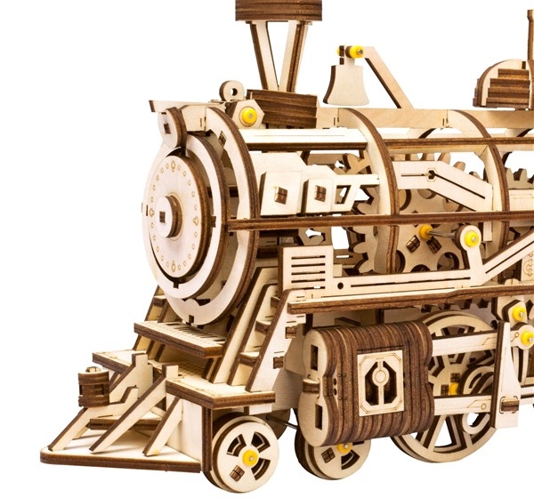 Lokomotiv - Byggesett i tre m/ mekaniske gir