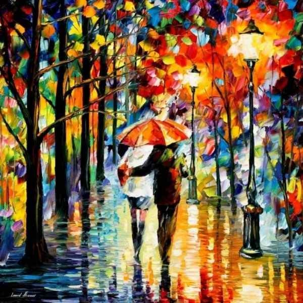 Painting by numbers - Walking in the rain 40x50cm